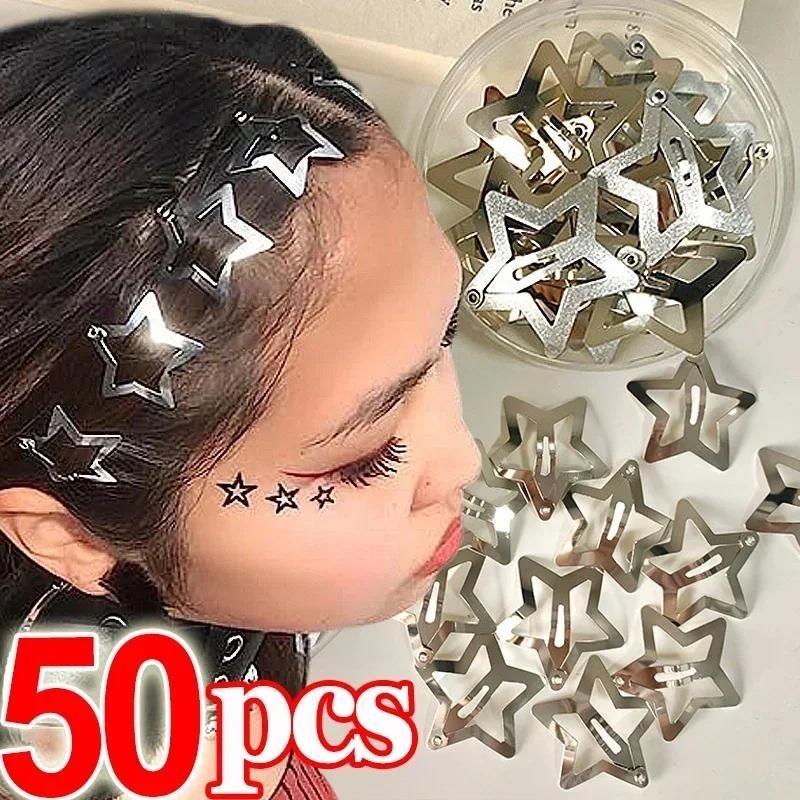 Y2K Clipes De Cabelo Estrela De Prata Para Meninas Filigrana Metal Barrettes Jóias Nickle Free Bobby Pin