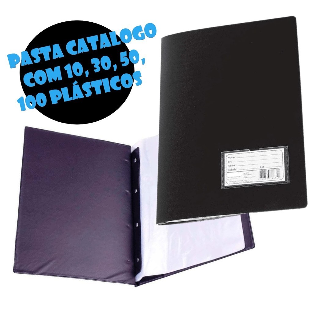 Pasta Catálogo Preta Organizadora ACP Quantidade de Envelopes Á Escolha (10, 30, 50 ou100fls)