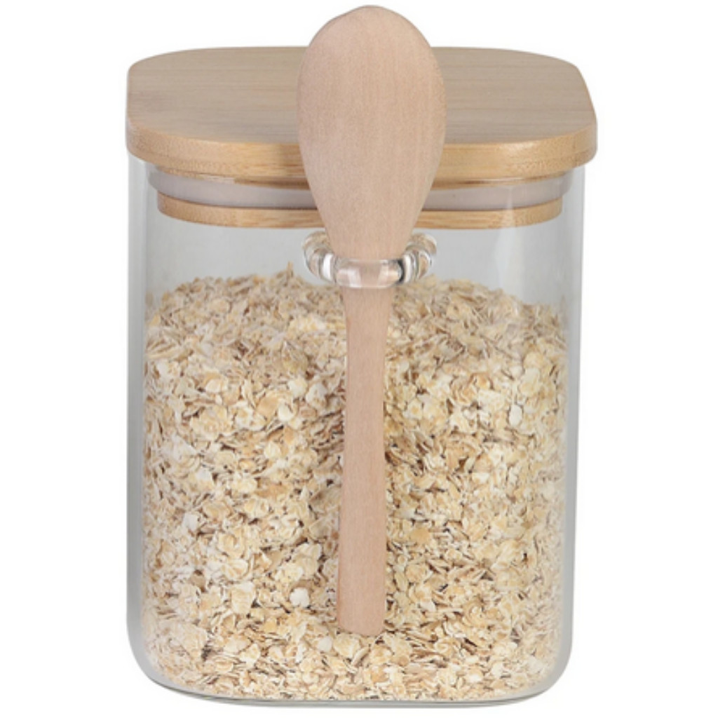 Porta Mantimento em Vidro Borossilicato com Tampa e Colher em Bambu 800ml Dynasty Full Fit