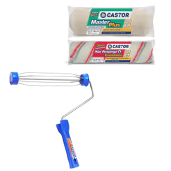 Kit Rolos Não Respinga e Lã Master Plus + 1 Cabo - Castor