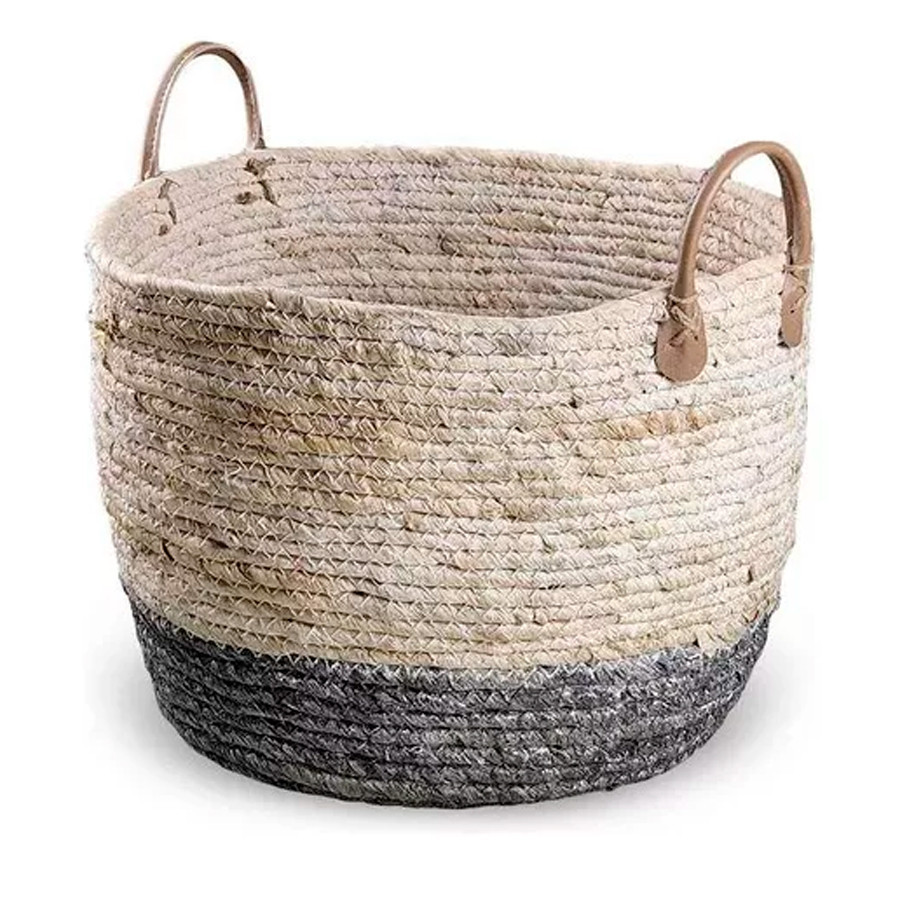 Cesto decorativo Elegance de Seagrass Natural e Cinza com alça - 24x24x19cm - 1 unidade - Rizzo em Oferta na Shopee