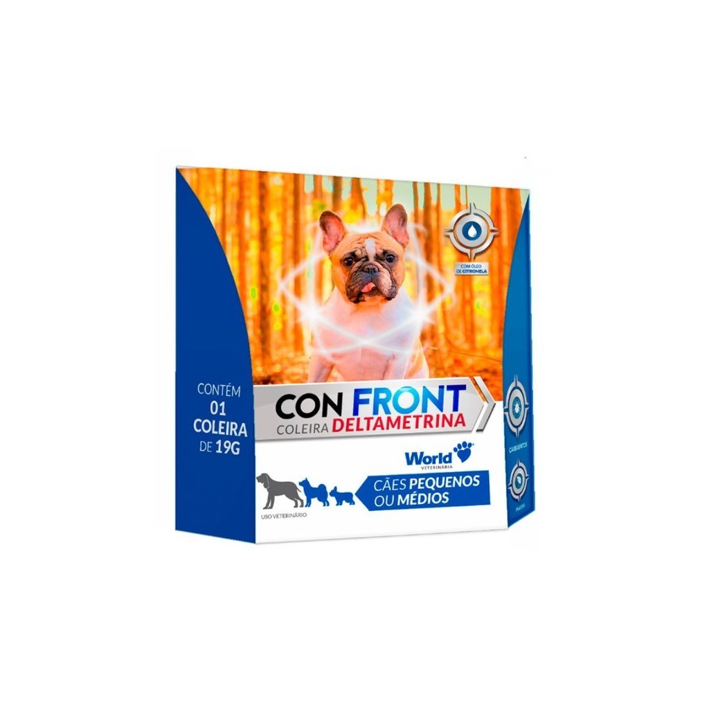 Coleira Confront 19g P Deltametrina Antipulgas e Carrapatos em Oferta na Shopee