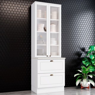 Cristaleira Americana 2 Portas 2 Gavetas - Henn em Oferta na Shopee