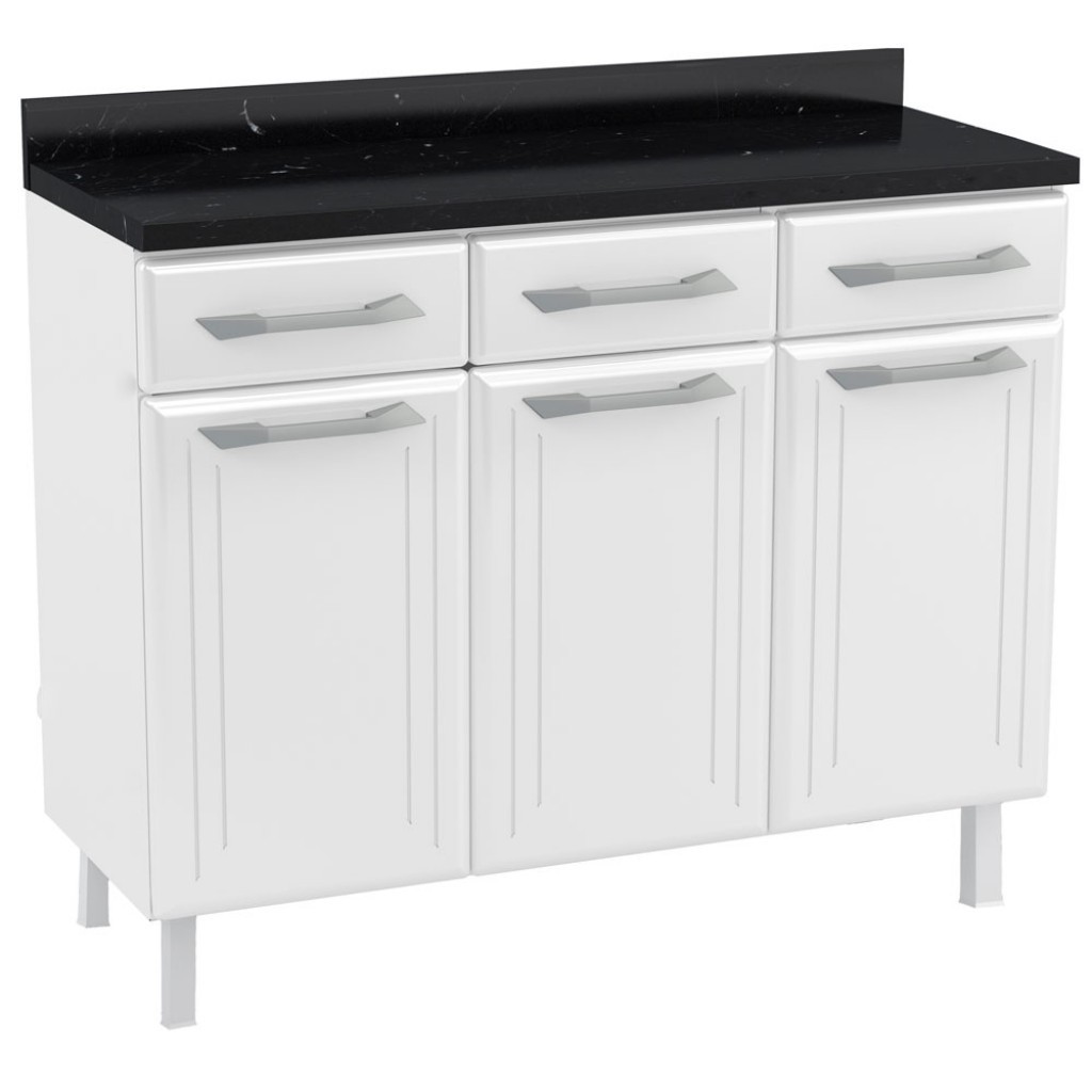 Balcão de Cozinha de Aço Triplo Telasul Topázio C/ Tampo Branco/Preto em Oferta na Shopee