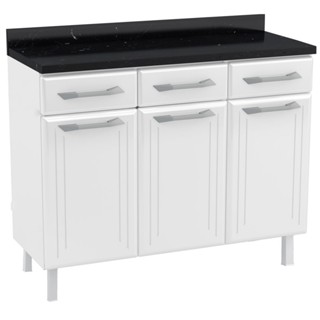 Balcão de Cozinha de Aço Triplo Telasul Topázio C/ Tampo Branco/Preto em Oferta na Shopee