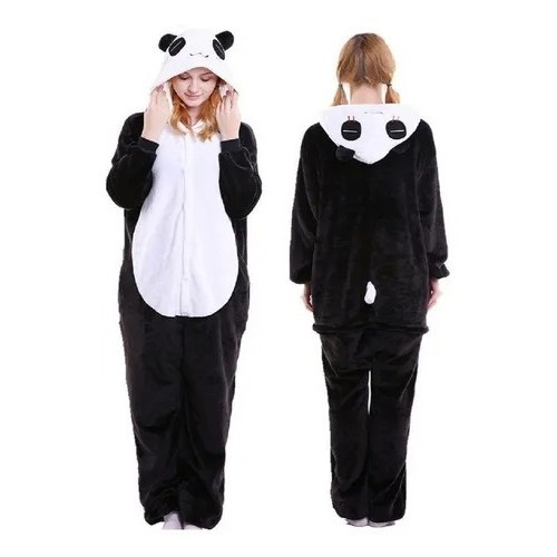 Pijama Fantasia Kigurumi Panda Macacão Com Capuz Unissex Adulto- Fantasy