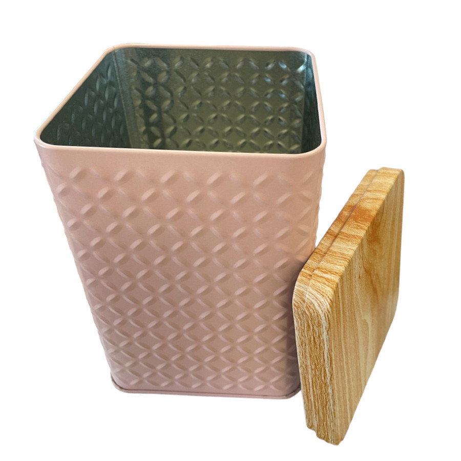 Lata de Metal Quadrada Texturizada - Rosa - 10,5x16cm - 1 unidade - Rizzo