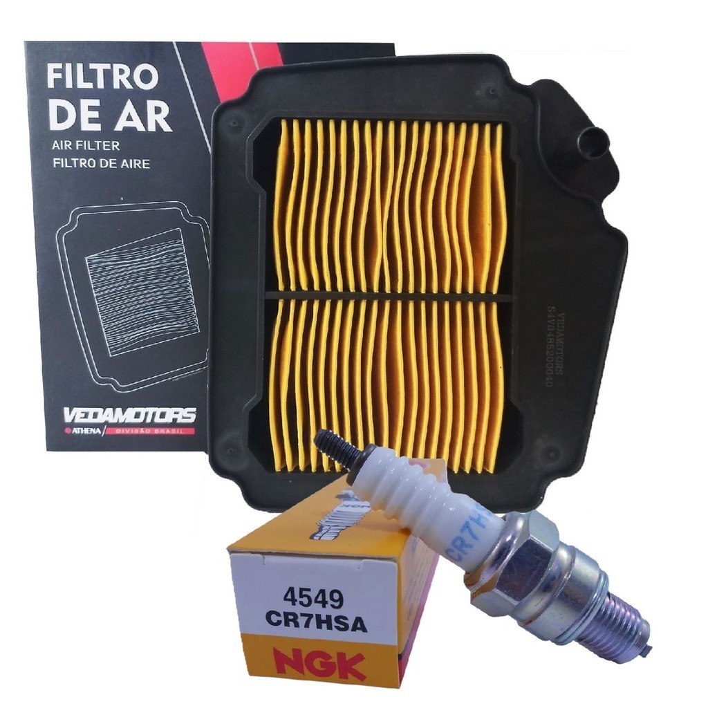 Filtro de Ar e Vela de Ignição Ngk P/ Yamaha Neo 115 2006 A 2009