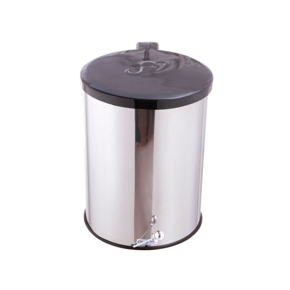 Lixeira De Aço Inox Redonda Casa Banheiro Cesto Lixo Tampa Plastico 20L