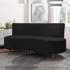 Sofá Chaise Living 2 Lugares 160cm para Sala Istambul K01 Veludo Preto - Lyam Decor