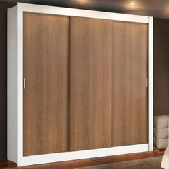 Guarda Roupa Casal Madesa Lyon 3 Portas de Correr 2 Gavetas - Branco/Rustic