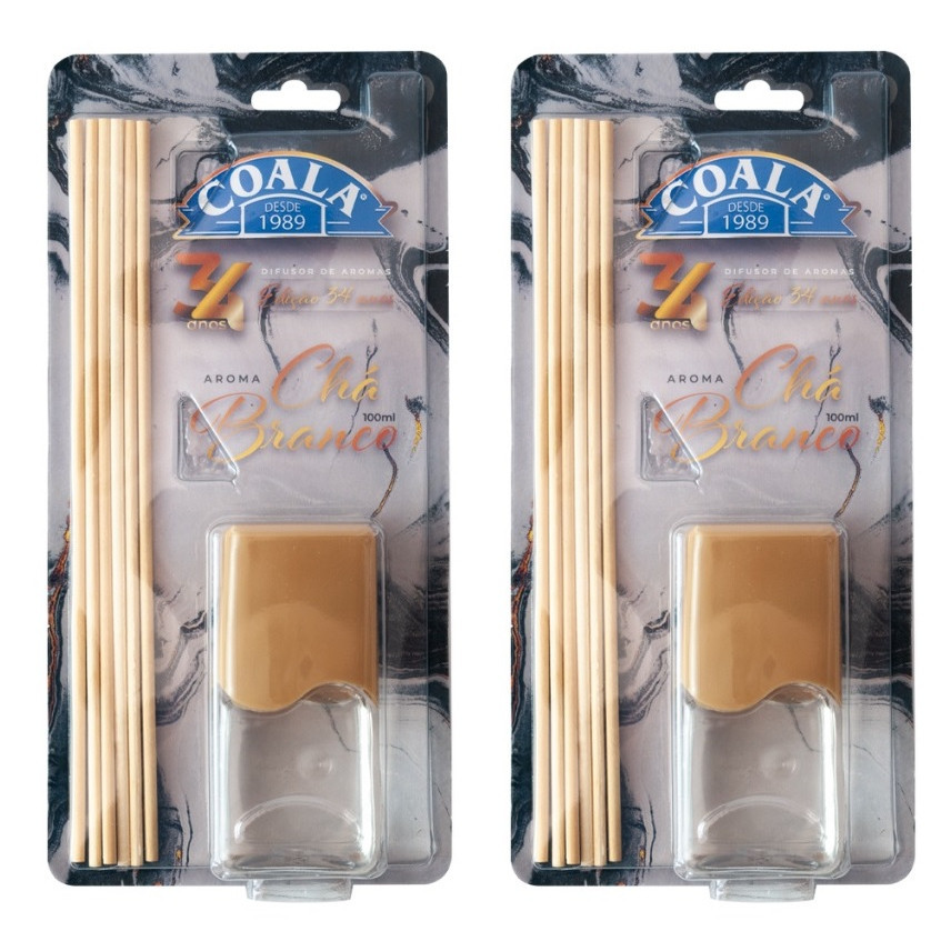Kit 2 Coala Difusor de Aromas e Ambientes Chá Branco 100ML - Com Varetas - Perfumado