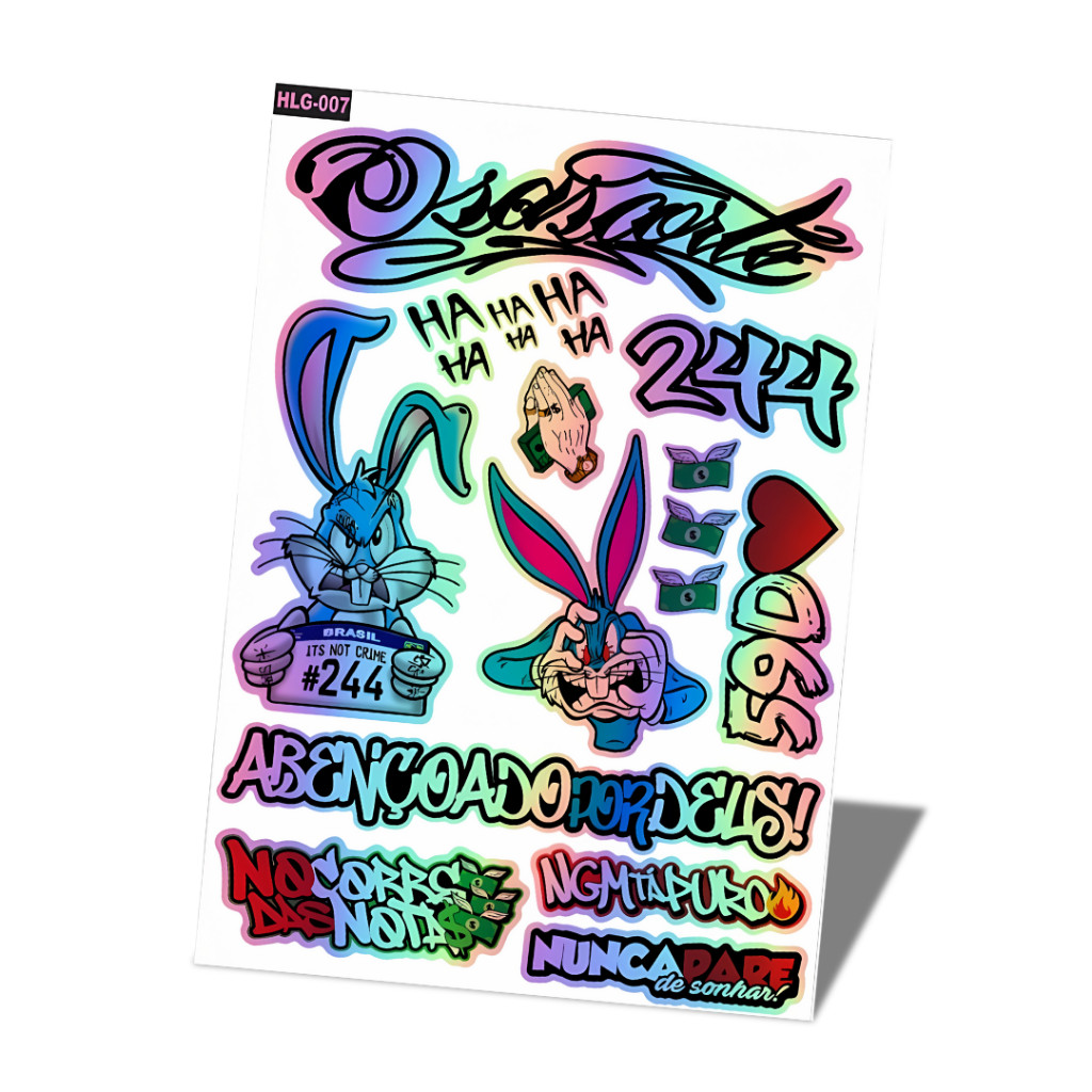 Cartela 16 Adesivos Frases Holografico Carro Moto Bike Bag Caderno Notebook Sticker em Oferta na Shopee