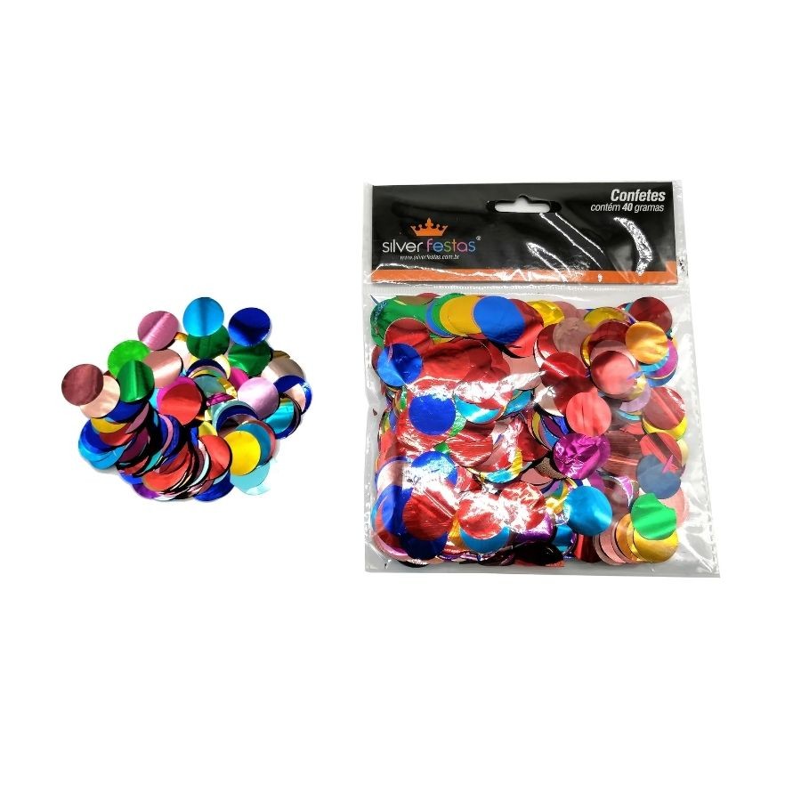 Confete Metalizado 40g - Colorido - 1 unidade - Silver Festas - Rizzo em Oferta na Shopee