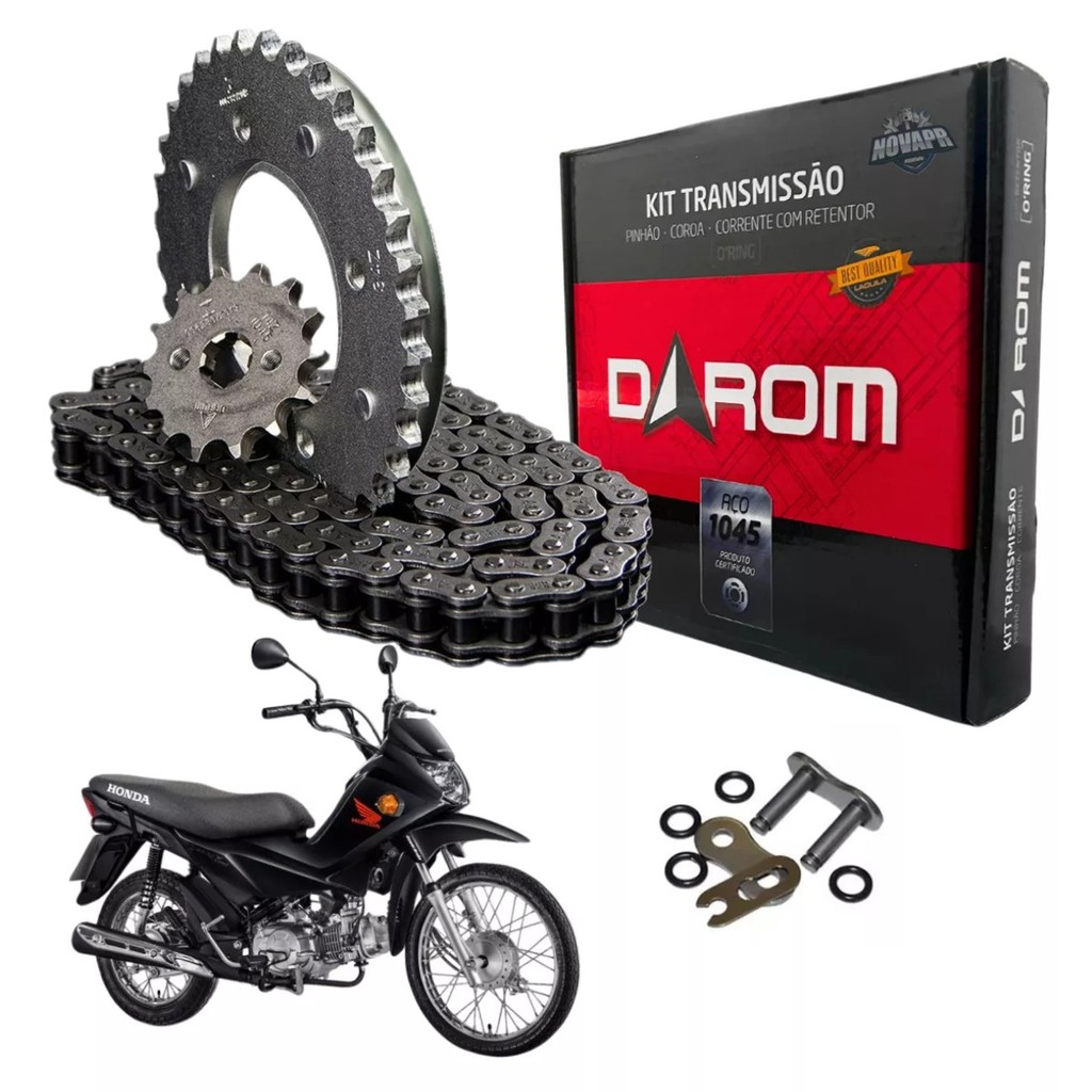 Kit Relação Transmissão Honda Pop 100 2007/2015 C/ Retentor em Oferta na Shopee