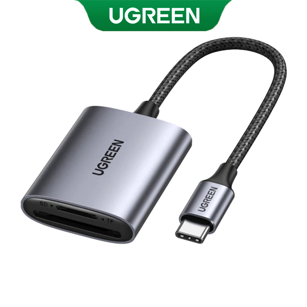 UGREEN Leitor Cartão Memória MicroSd e Sd p/Usb C Cinza