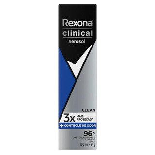 Desodorante Antitranspirante Aerosol Rexona Men Clinical Clean 150ml em Oferta na Shopee