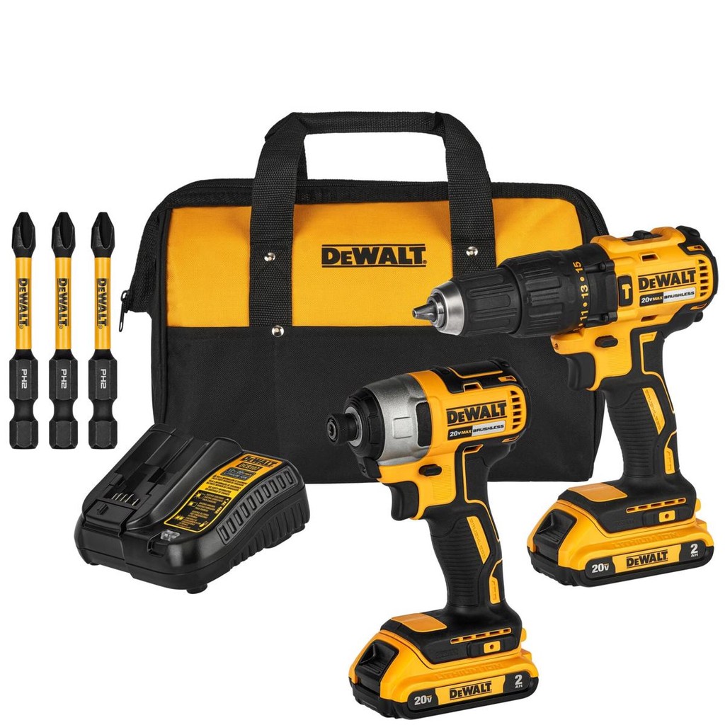 Combo Furadeira Impacto Dcd7781 + Paraf Dcf7871 + Bolsa + Kit 3 bits DWAF2PH2IR3 Dewalt - Home & Living