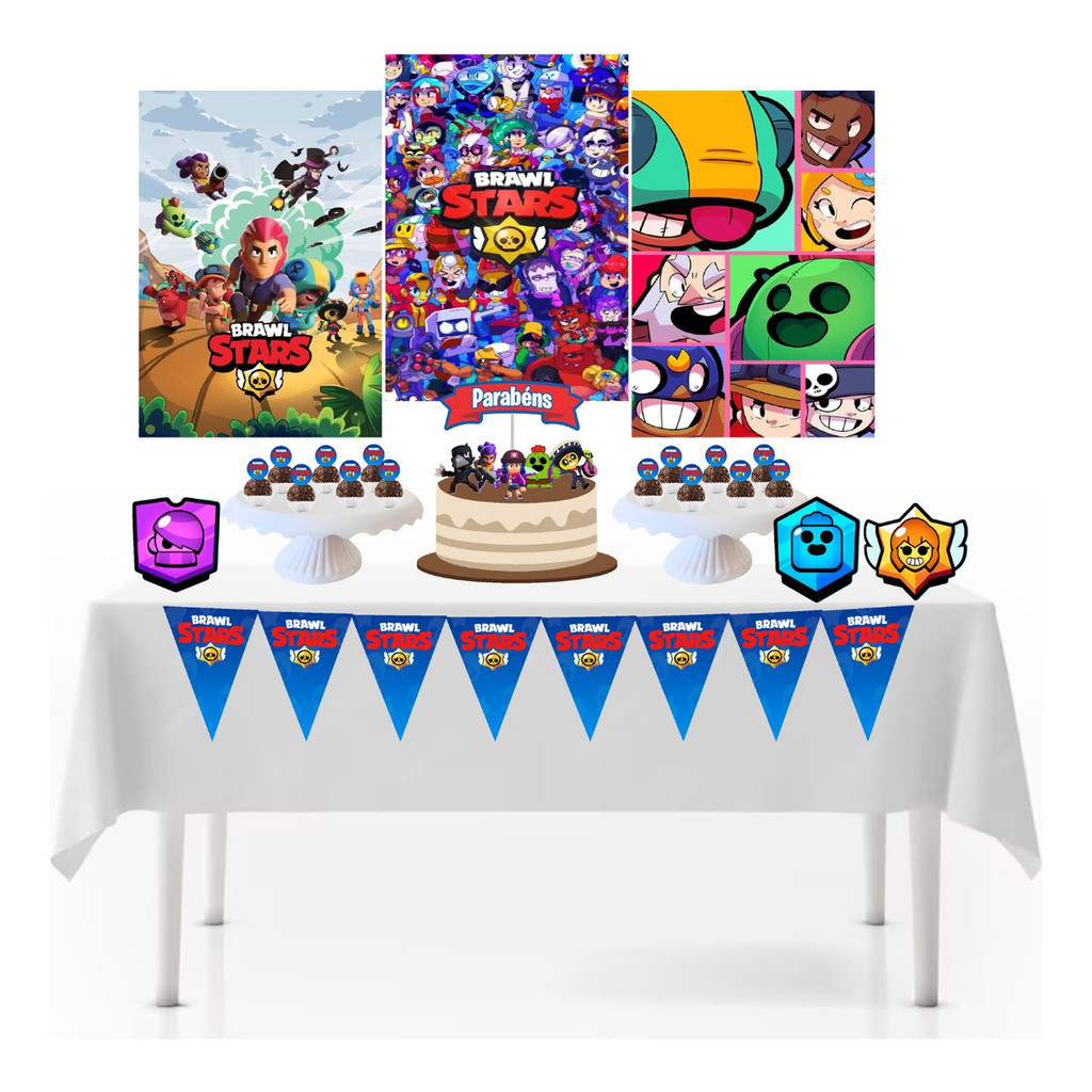 Kit Festa em Casa Brawl Stars Jogo Aniversário Parabéns Decoração Infantil Meninos Só Um B...