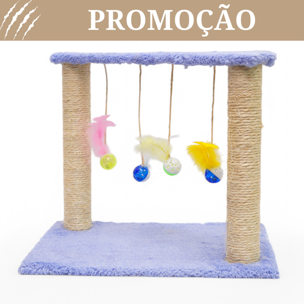 Arranhador para Gatos Interativo – Poste de Sisal + Brinquedos Suspensos em Oferta na Shopee