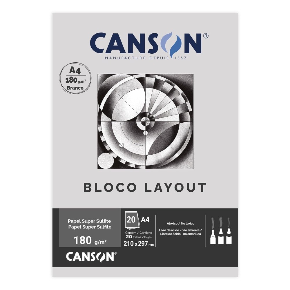 Bloco Layout A4 Canson 180g Técnico 20 Folhas liso