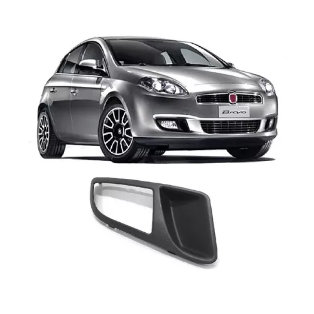 Grade Moldura Milha Fiat Bravo 2011 A 2014 Com Auxiliar Preta Lado Direito