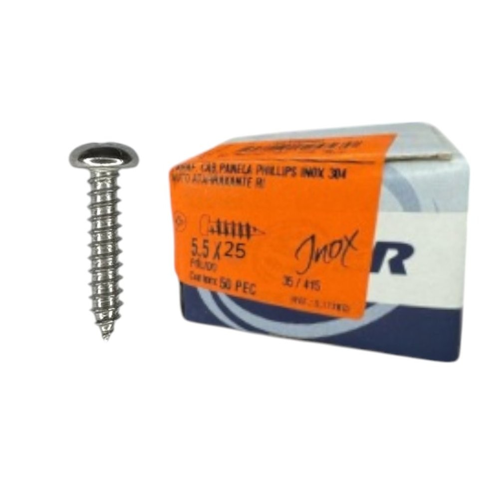 Parafuso Inox AAT Panela Phillips 5.5X25 Phillips Caixa 50 PCS