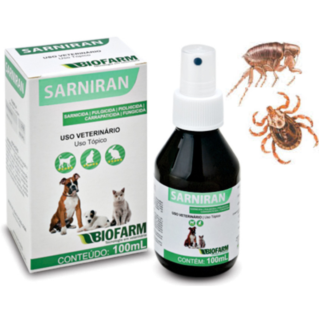 Sarniran para Sarna de Cachorro e Gato Dermatite Cachorro Remédio para Sarna de Gato 100 ml