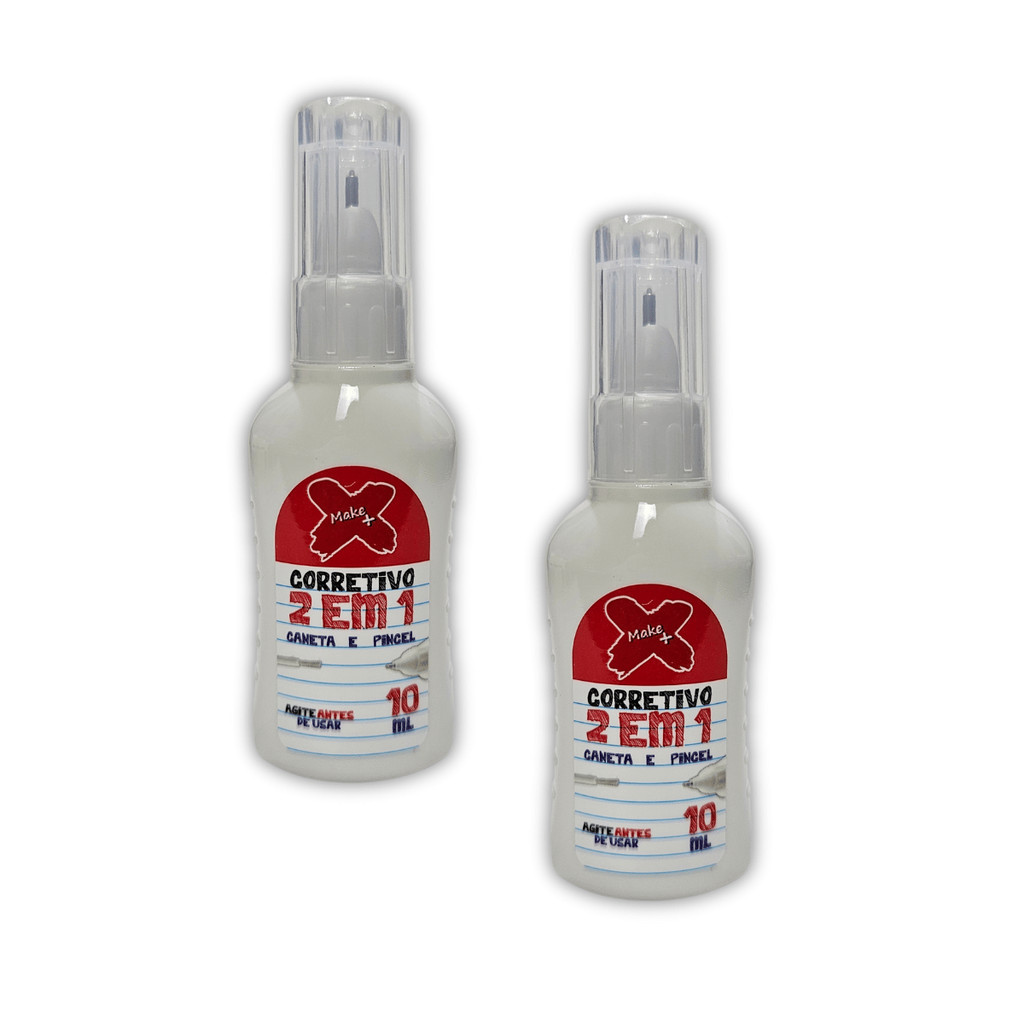 kit 2 Corretivos Líquido 2 em 1 Make+ 10ml – Ponta Pincel e Caneta