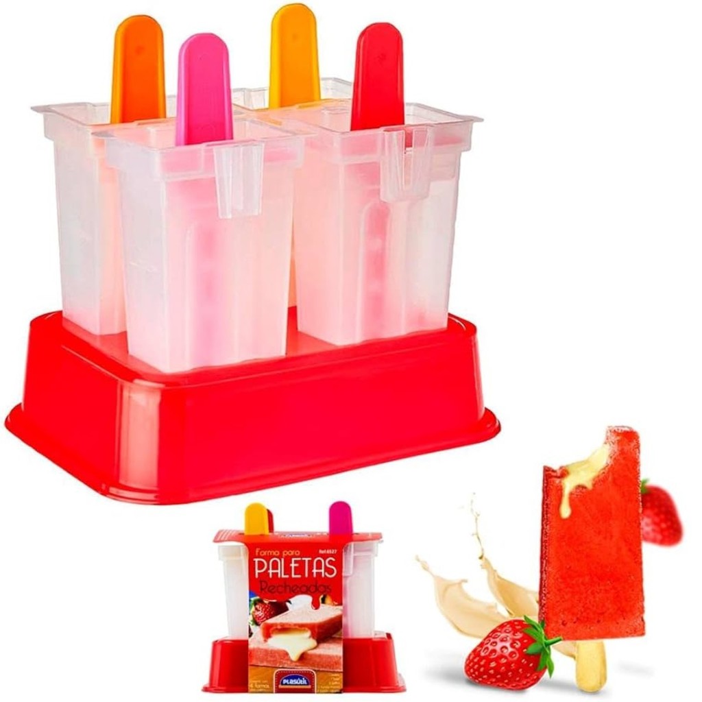 2 Forma De Picolé Para Paleta Mexicana Recheada C/ 8 Palitos