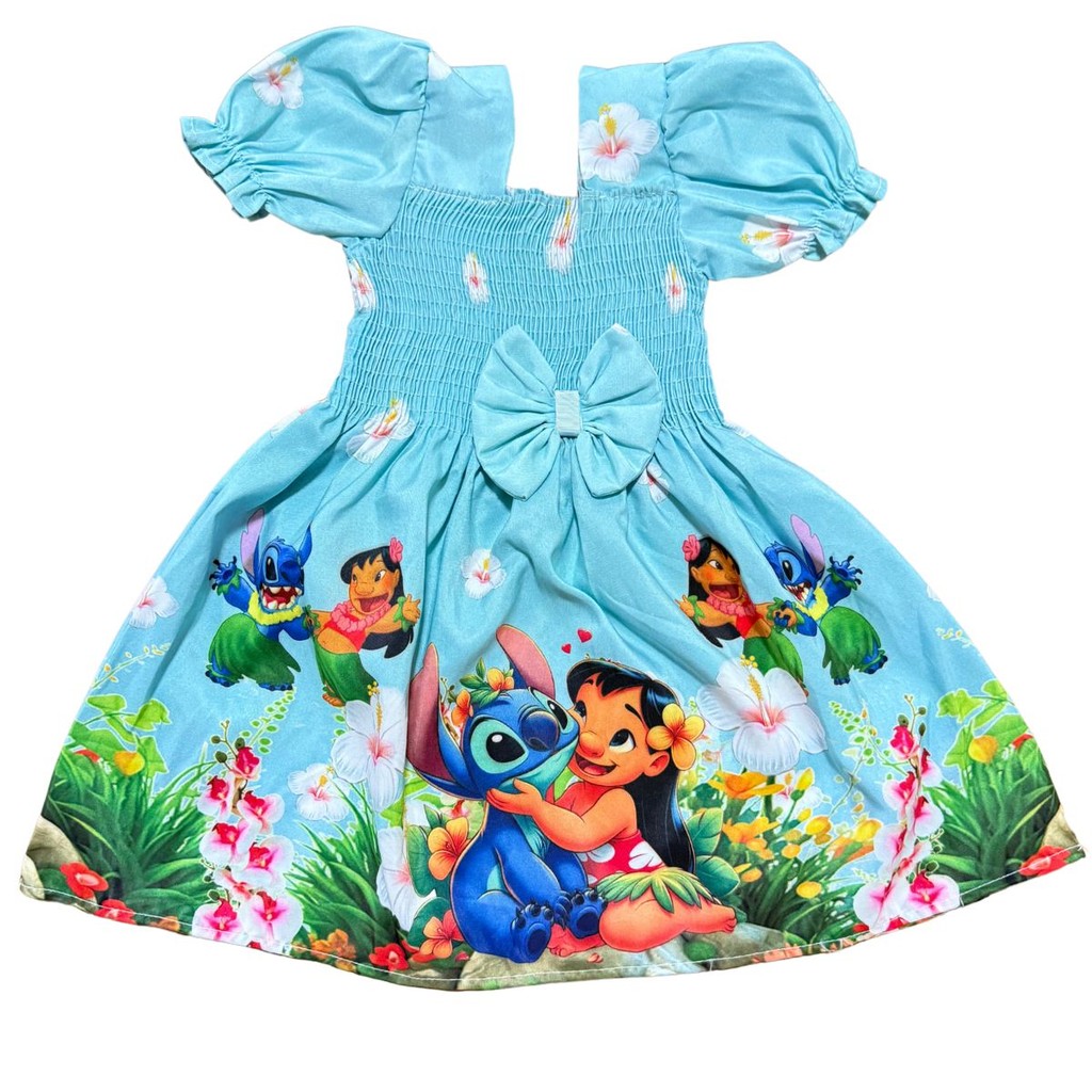 Vestido Infantil Estampa Temático Ciganinha Lilo e Stich 2 em Oferta na Shopee