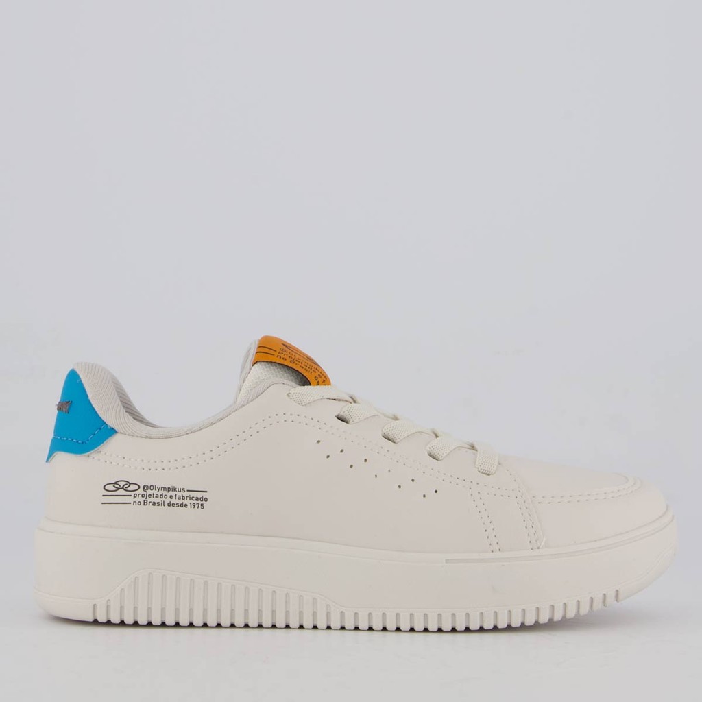 Tênis Olympikus Eros Juvenil Off White e Azul em Oferta na Shopee