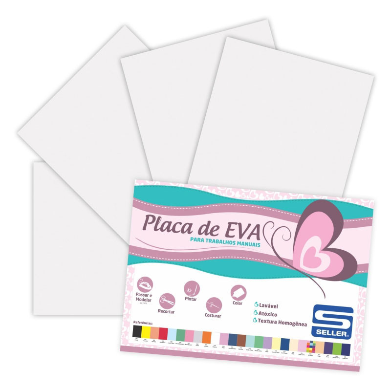 Placa de EVA 40X60cm Branco pacote com 10 folhas Seller - Stationery