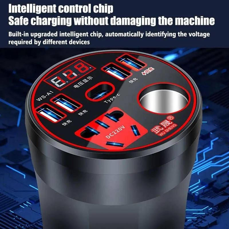 Inversor de carro 200w 12V /24V e 220V Carregador multifuncional