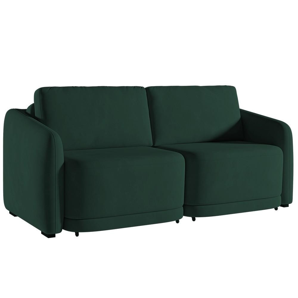 Sofá Cama Casal para Sala 196cm Polska K04 Veludo Verde - Mpozenato