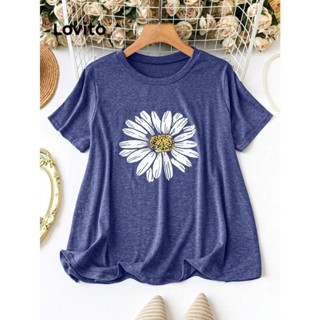 Lovito Camiseta Feminina Casual Floral Plus Size Curva LSE01040