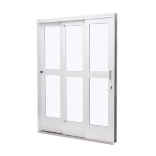 Porta de Aço de Correr 215x152cm 3 Folhas com Vidro Liso Qualitysol Ramassol Direita em Oferta na Shopee