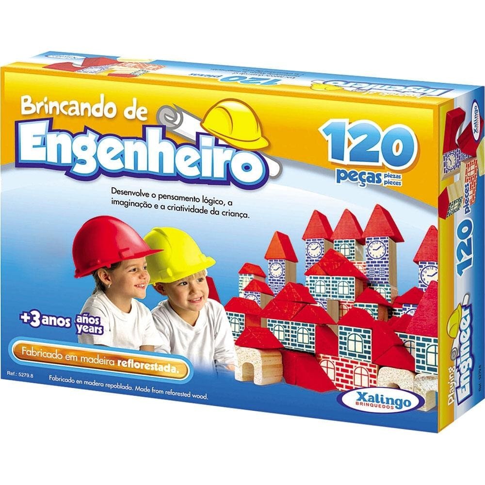 Blocos de Montar 120 Peças Brincando de Engenheiro 5279.8 Xalingo - Mom & Baby