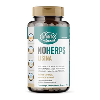 Lisina NoHerps Unilife 90 Comprimeidos Sabor Laranja Acerola Romã