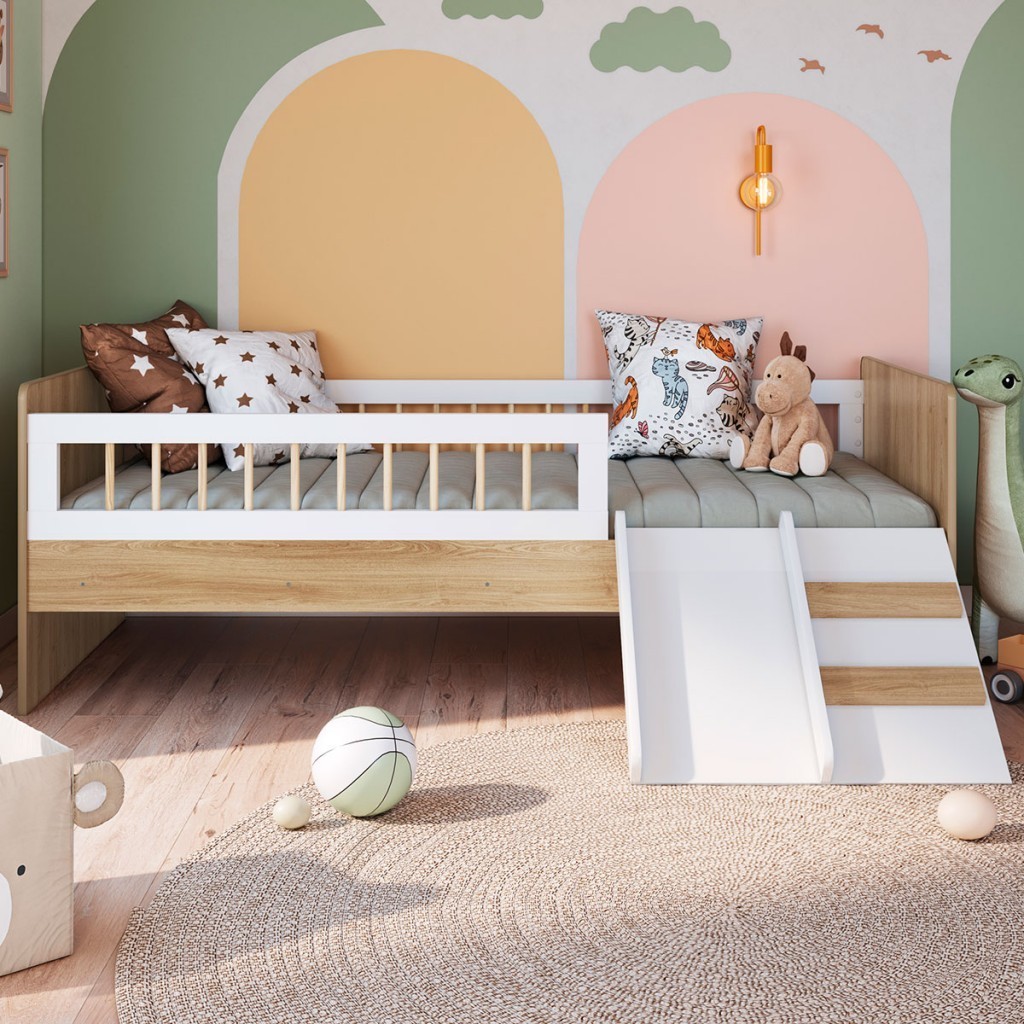 Cama Infantil Montessoriana Affetto com Escada e Escorregador