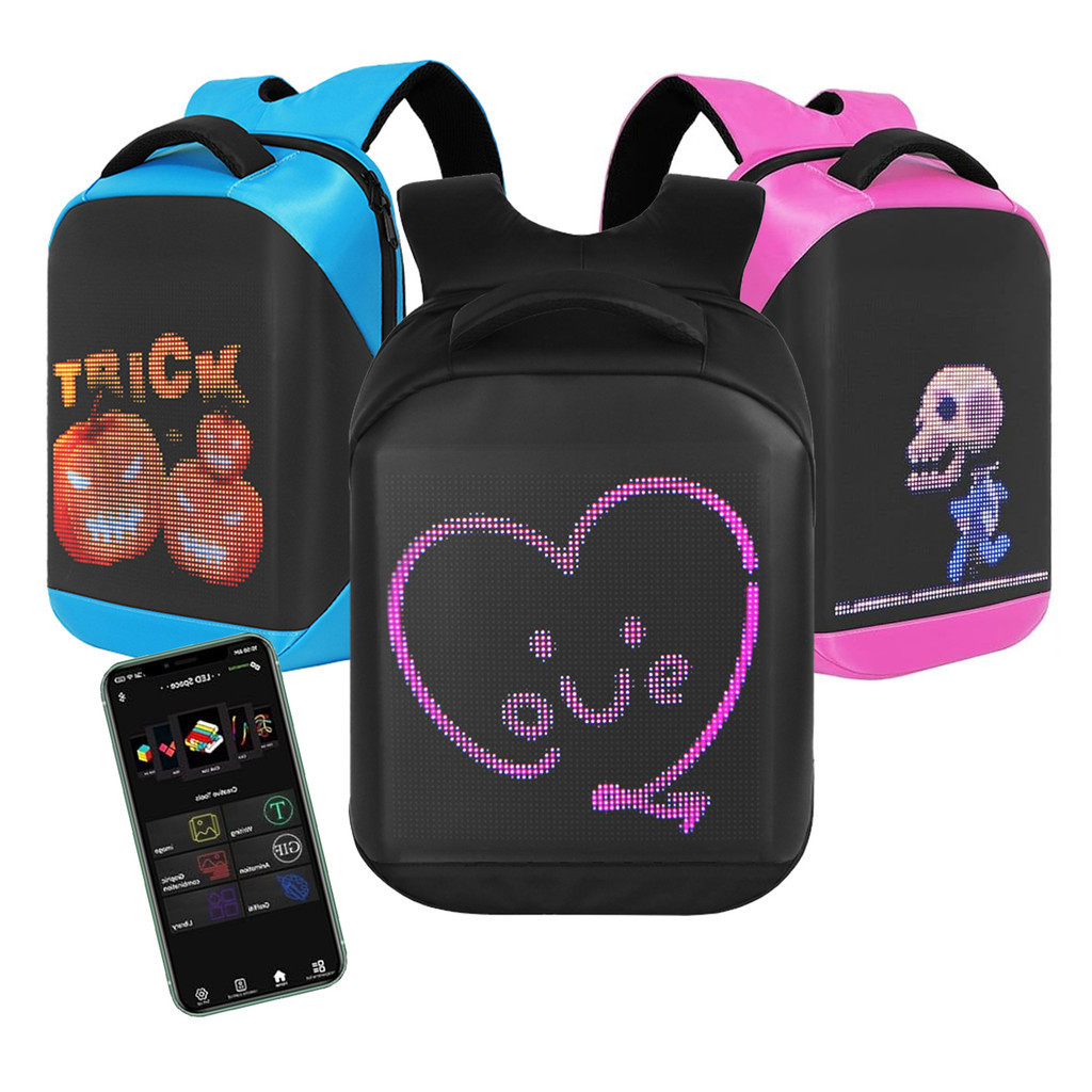 Mochila p/ Notebook 15,6 Polegadas Loy Pro 3 c/ Tela Led Programável via App, Ideal p/ Publicidade, Aceita Textos, Imagens, Vídeos ou Gifs