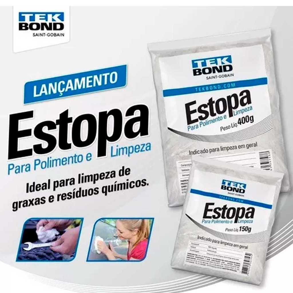 Detalhes do Estopa Branca Para Uso Geral Polimento Limpeza 150g Tekbond