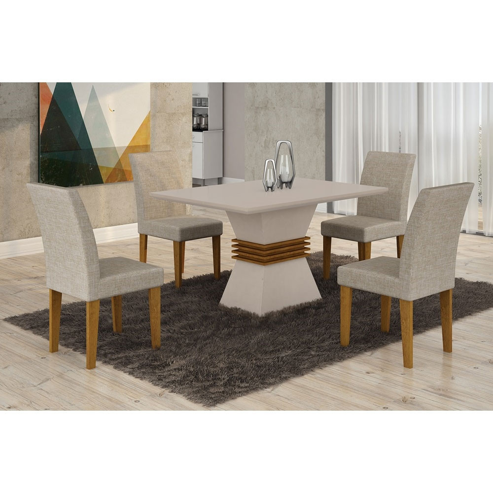 Sala de Jantar Lucy com 4 Cadeiras Grécia Rufato
