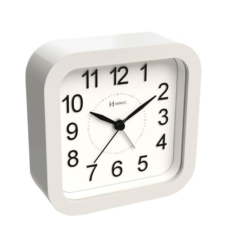 Relógio Despertador Herweg Silencioso sem Tictac 2644 Branco
