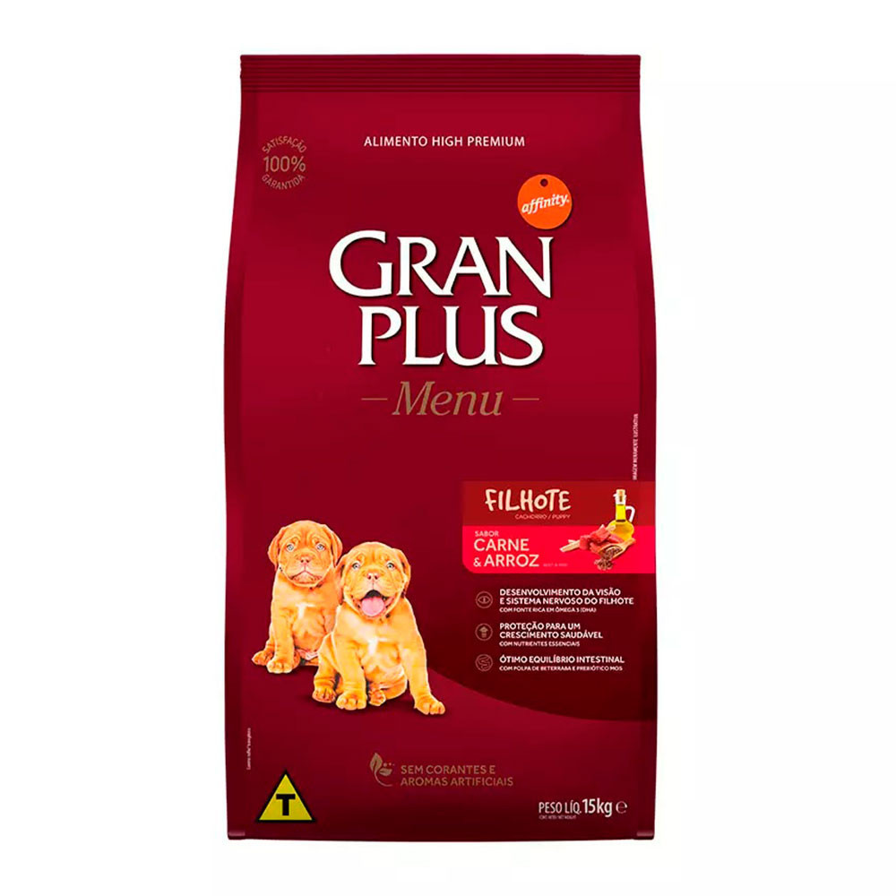 Ração Gran Plus Menu Cães Filhotes Carne e Arroz Carne e Arroz 15kg em Oferta na Shopee