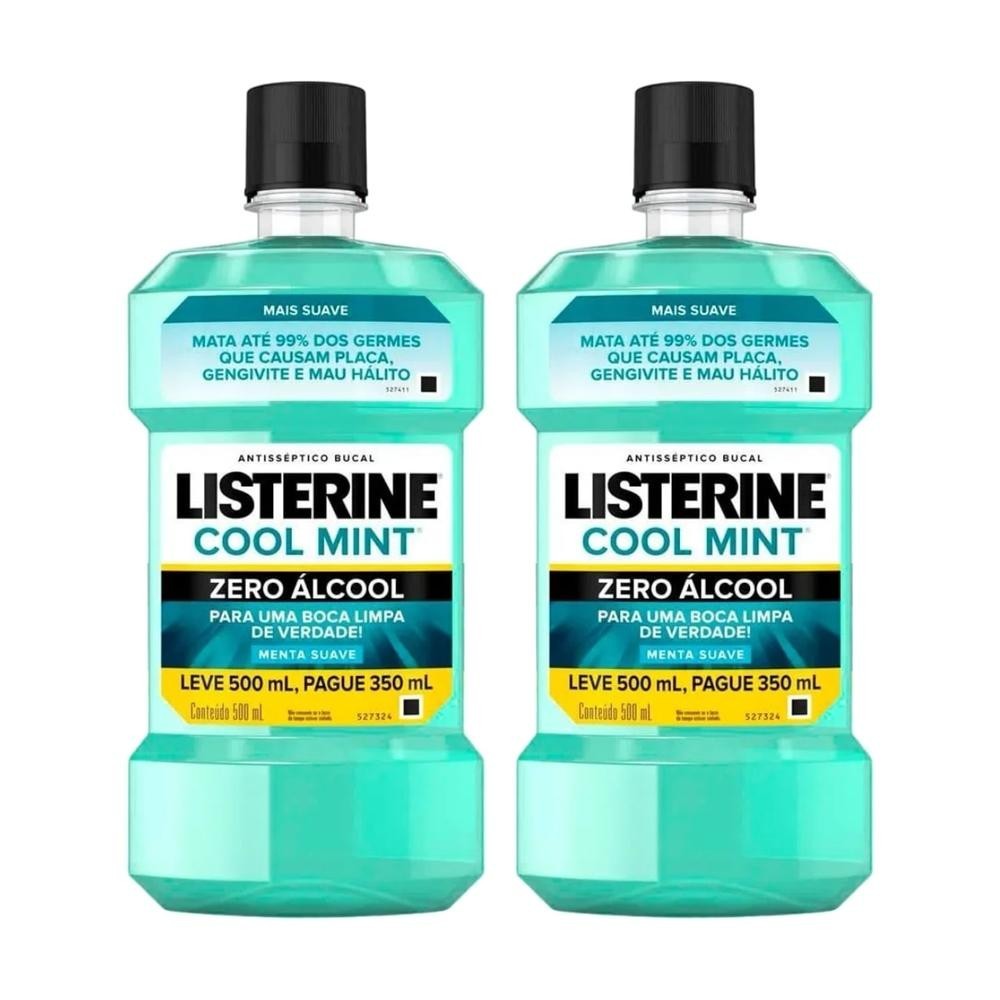 Kit 2 Unidades Enxaguante Bucal Listerine Cool Mint  Zero lcool 500ml