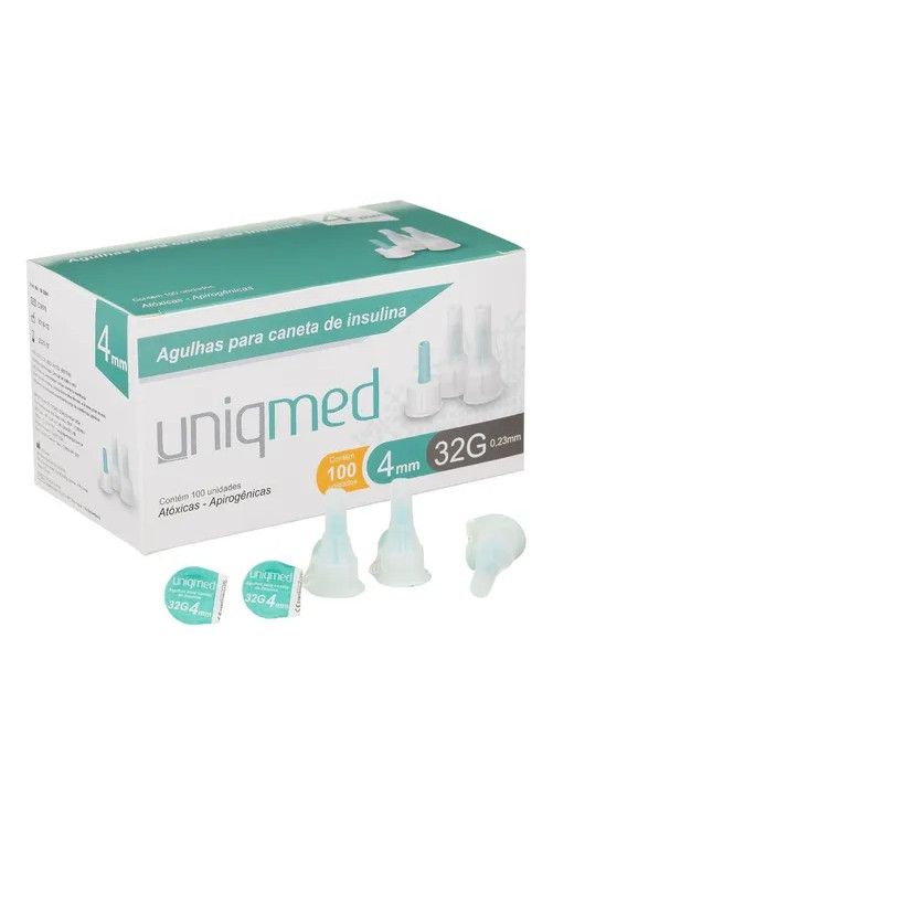 Agulha Para Caneta De Insulina 4mm x 32g com 100 Un Uniqmed em Oferta na Shopee