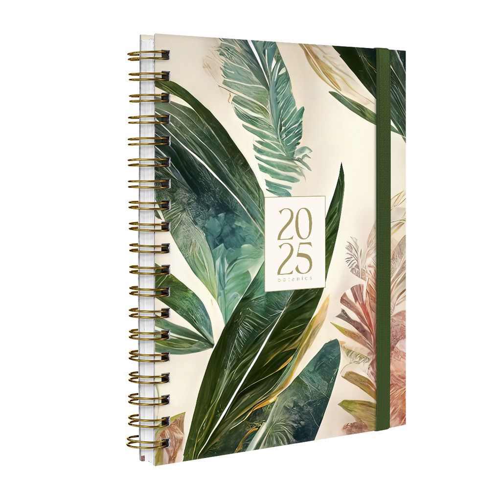 Agenda 2025 Planner Semanal Plus Capa Dura Botanics Palm Leaves Musgo