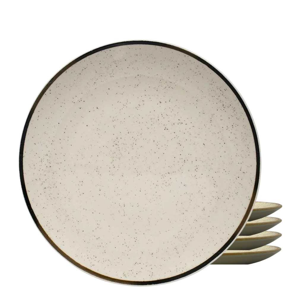 Jogo de Pratos Cerâmica Raso Kit 4pcs Oxford Rustico Unni Brisa 26cm Decorado em Oferta na Shopee