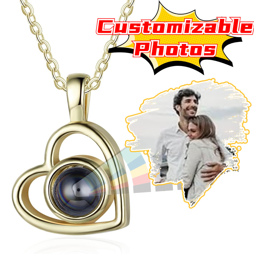 iJewelry Colar de projeção personalizado para mulheres, Colar de foto, Presentes de foto personalizáveis para o dia dos namorados, Colar de casal, Colar de coração